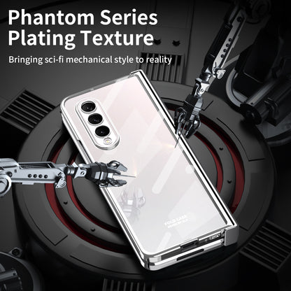 For Samsung Galaxy Z Fold4 5G Electroplating High Transparency Folding Phone Case with Tempered Glass Film