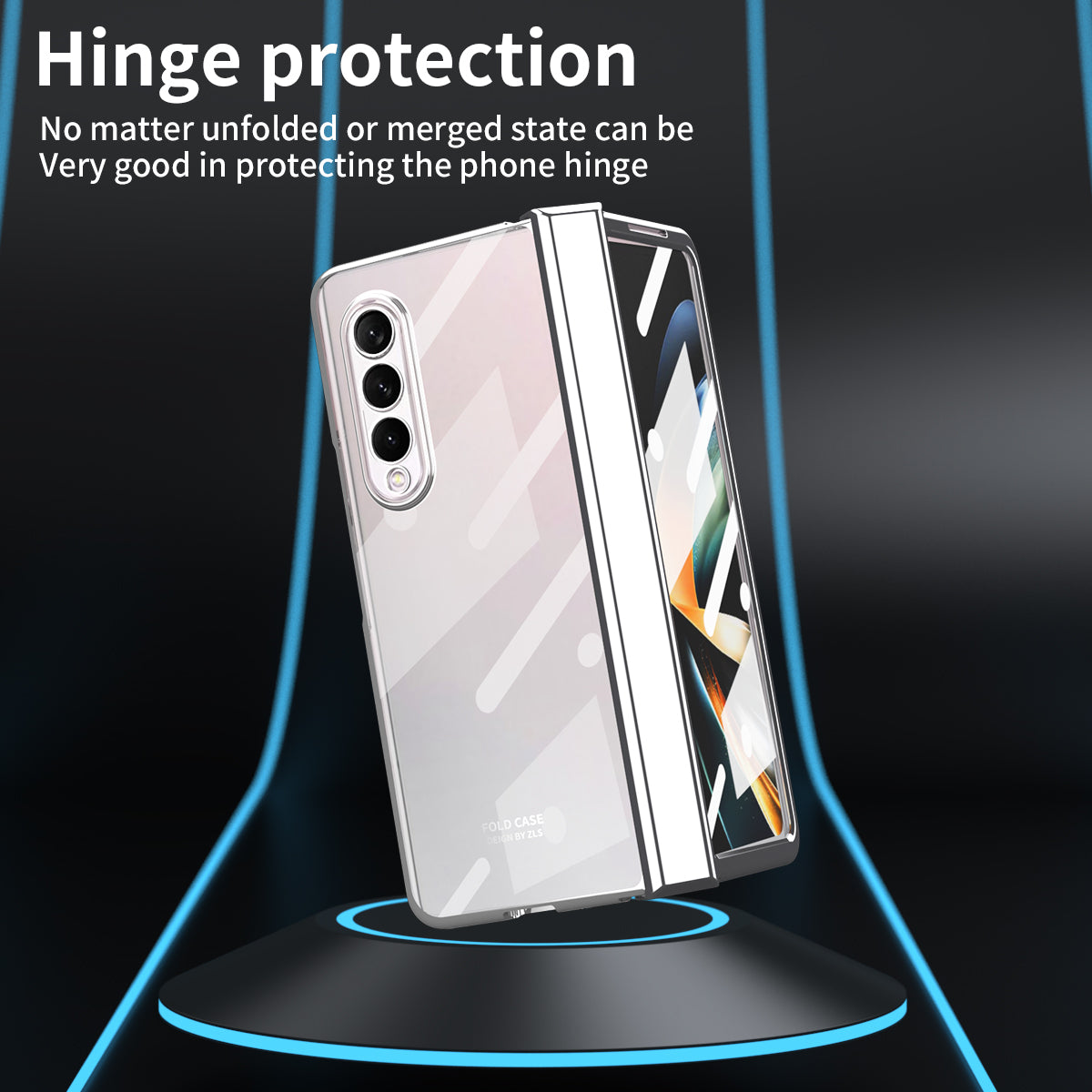 For Samsung Galaxy Z Fold4 5G Electroplating High Transparency Folding Phone Case with Tempered Glass Film