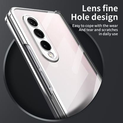 For Samsung Galaxy Z Fold4 5G Electroplating High Transparency Folding Phone Case with Tempered Glass Film