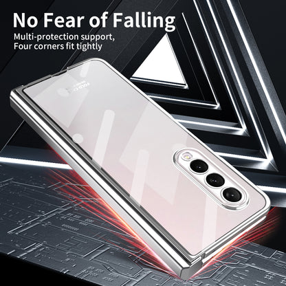 For Samsung Galaxy Z Fold4 5G Electroplating High Transparency Folding Phone Case with Tempered Glass Film