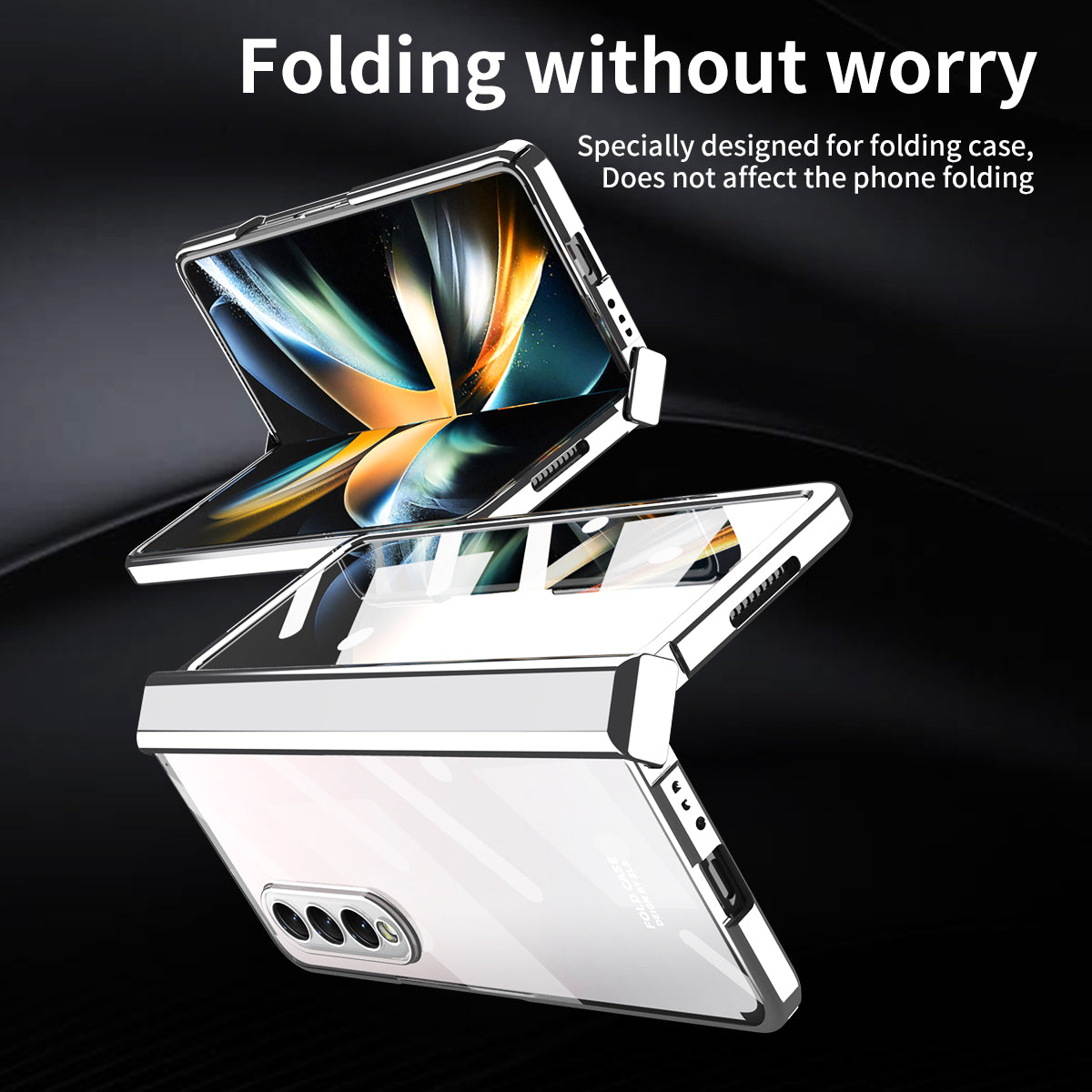 For Samsung Galaxy Z Fold4 5G Electroplating High Transparency Folding Phone Case with Tempered Glass Film