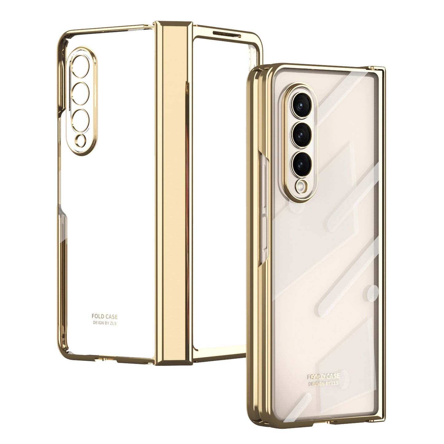 For Samsung Galaxy Z Fold4 5G Electroplating High Transparency Folding Phone Case with Tempered Glass Film