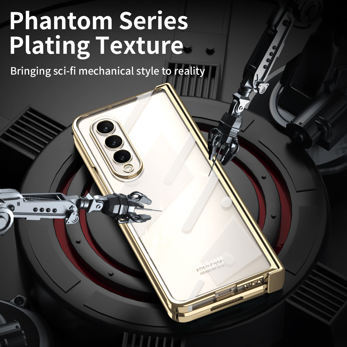 For Samsung Galaxy Z Fold4 5G Electroplating High Transparency Folding Phone Case with Tempered Glass Film