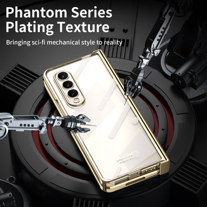 For Samsung Galaxy Z Fold4 5G Electroplating High Transparency Folding Phone Case with Tempered Glass Film