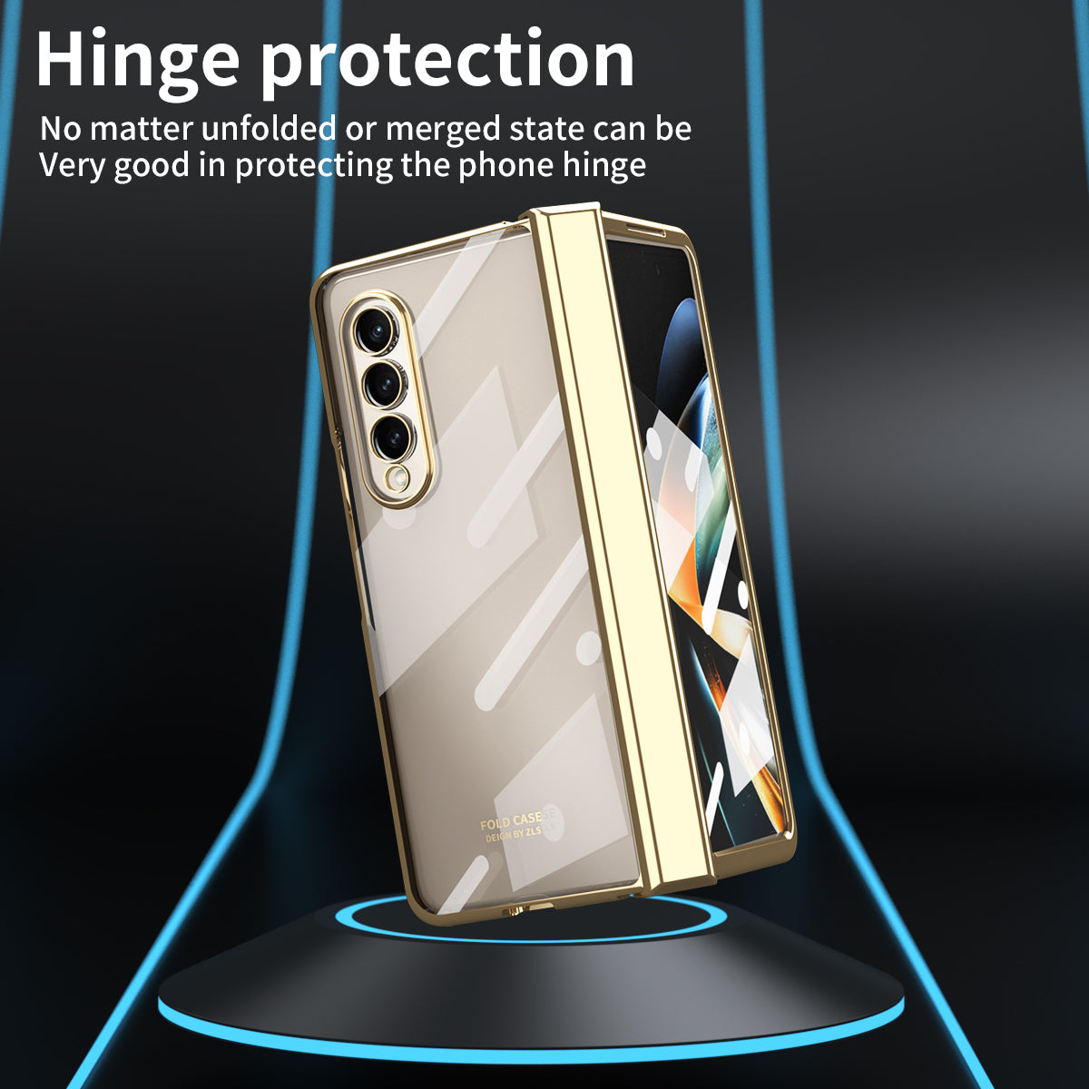 For Samsung Galaxy Z Fold4 5G Electroplating High Transparency Folding Phone Case with Tempered Glass Film