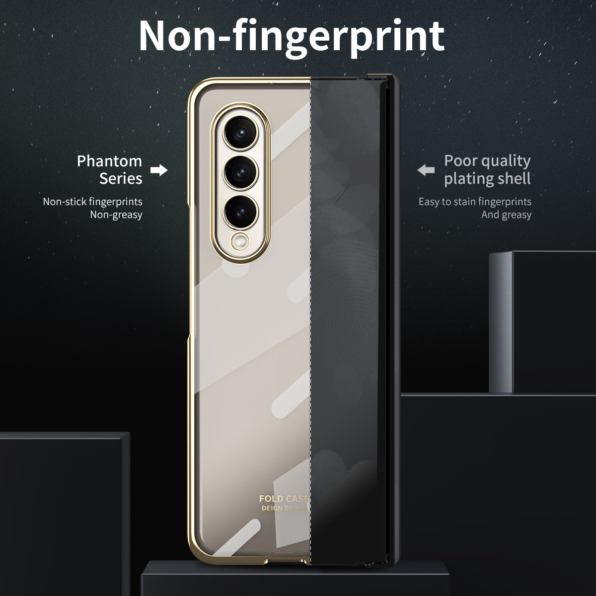 For Samsung Galaxy Z Fold4 5G Electroplating High Transparency Folding Phone Case with Tempered Glass Film