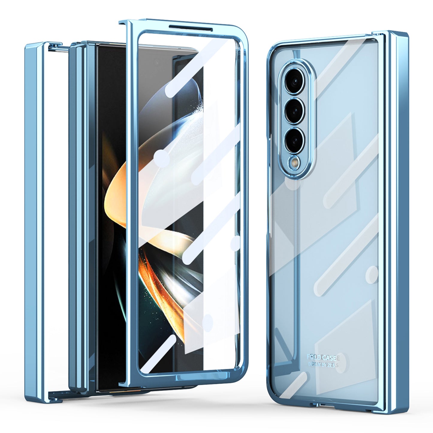 For Samsung Galaxy Z Fold4 5G Electroplating High Transparency Folding Phone Case with Tempered Glass Film