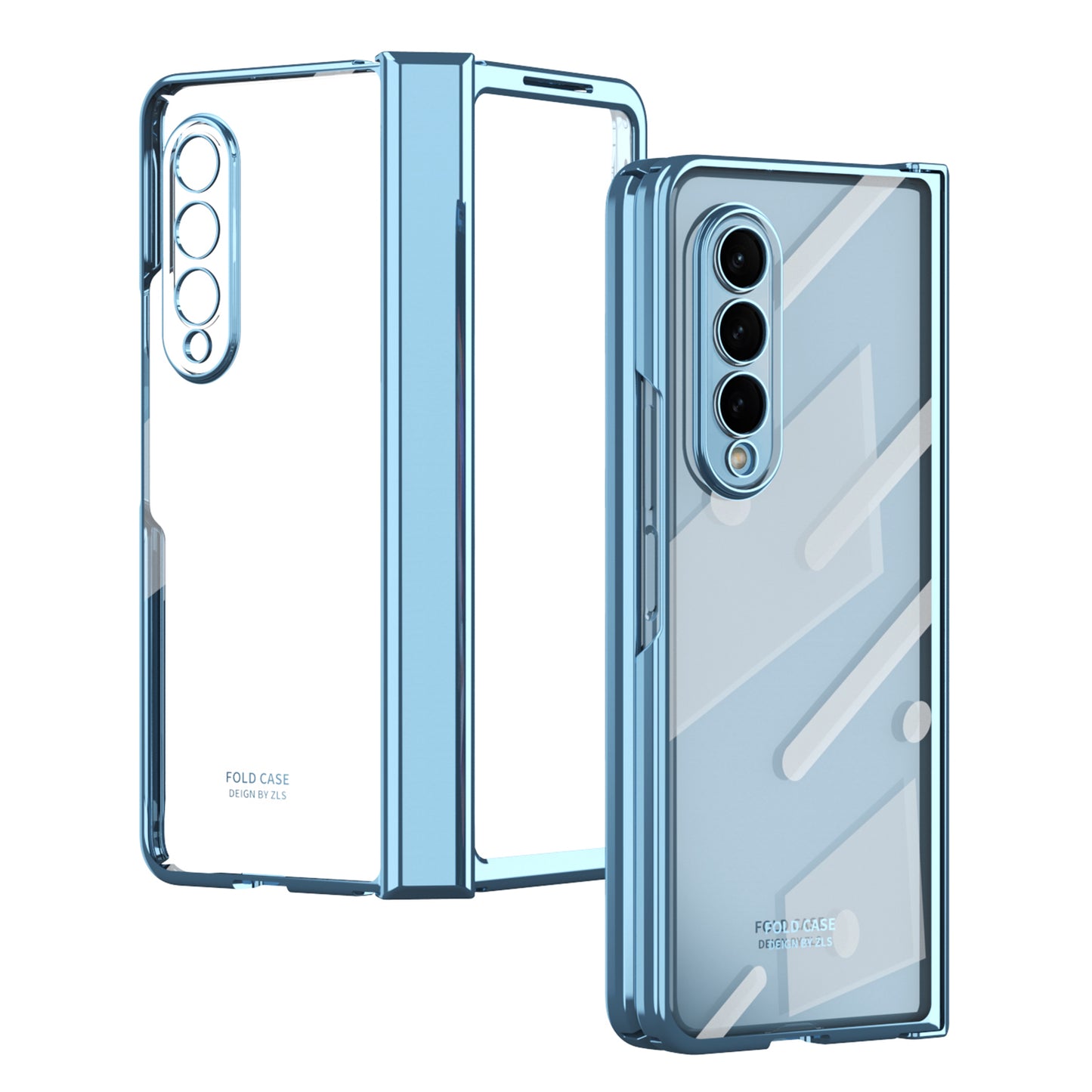 For Samsung Galaxy Z Fold4 5G Electroplating High Transparency Folding Phone Case with Tempered Glass Film