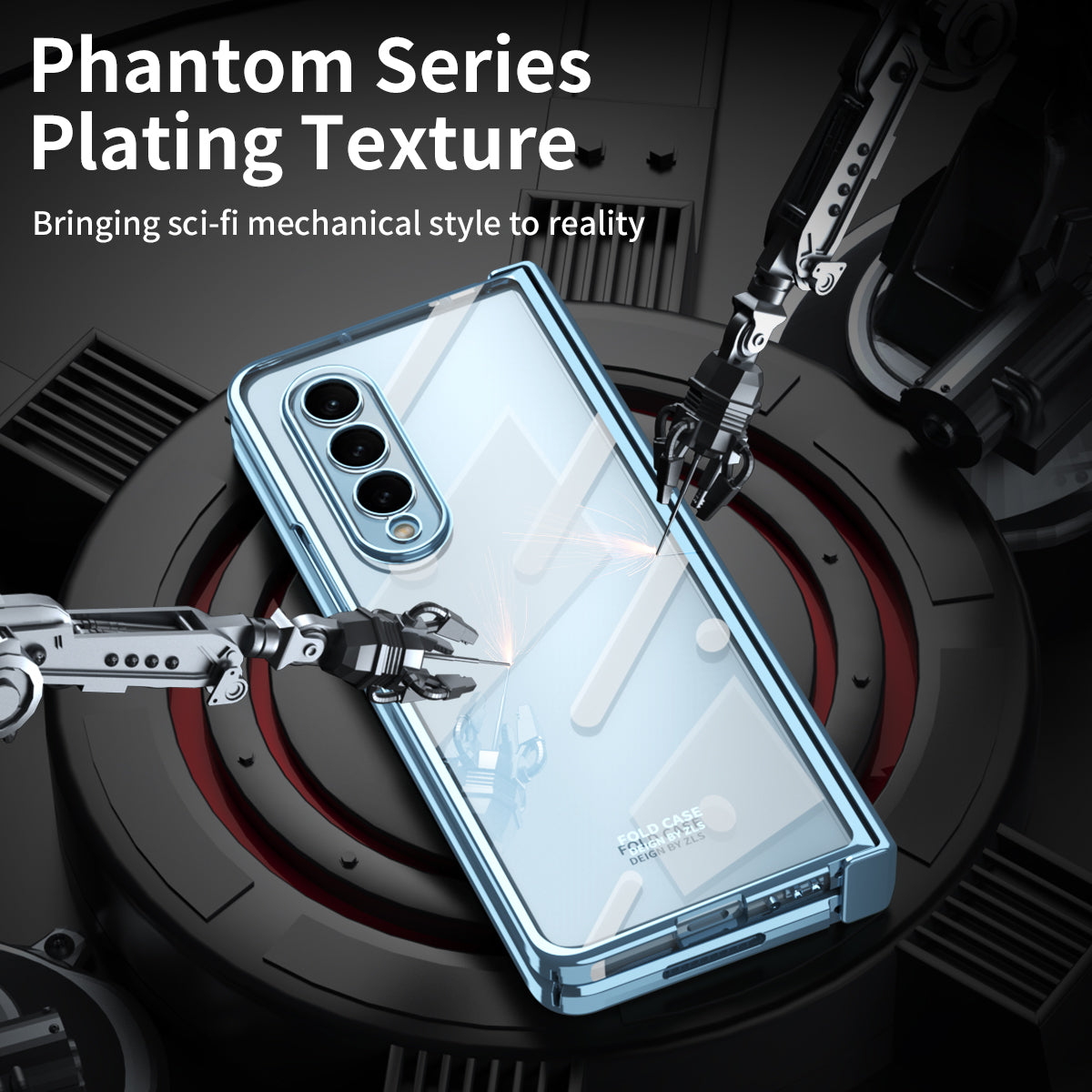 For Samsung Galaxy Z Fold4 5G Electroplating High Transparency Folding Phone Case with Tempered Glass Film