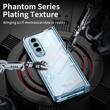 For Samsung Galaxy Z Fold4 5G Electroplating High Transparency Folding Phone Case with Tempered Glass Film