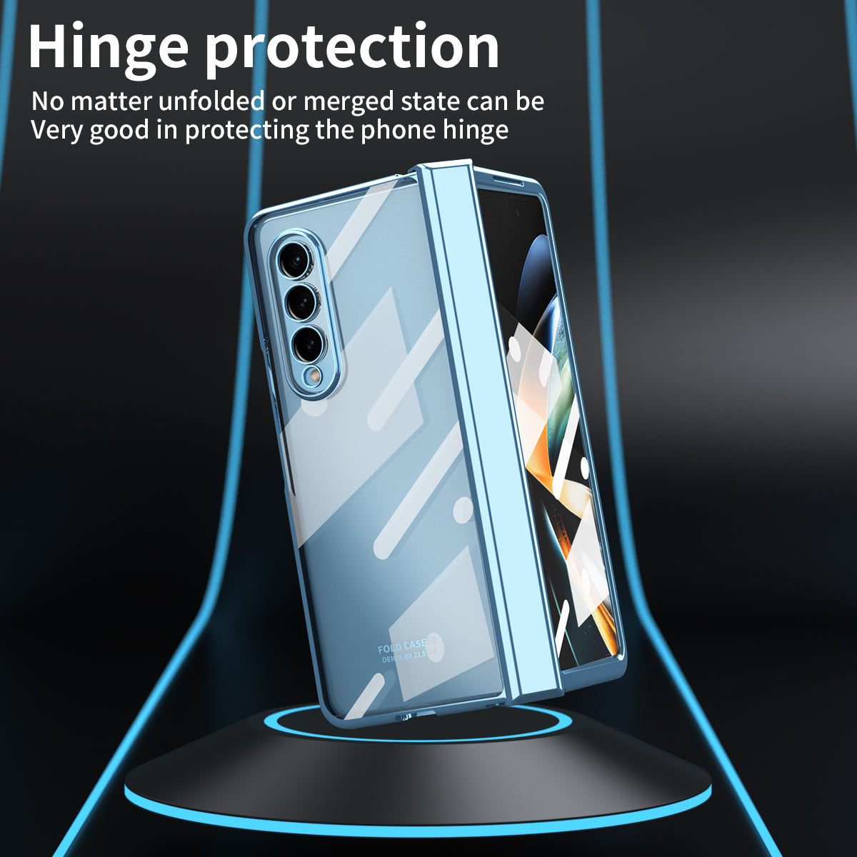 For Samsung Galaxy Z Fold4 5G Electroplating High Transparency Folding Phone Case with Tempered Glass Film