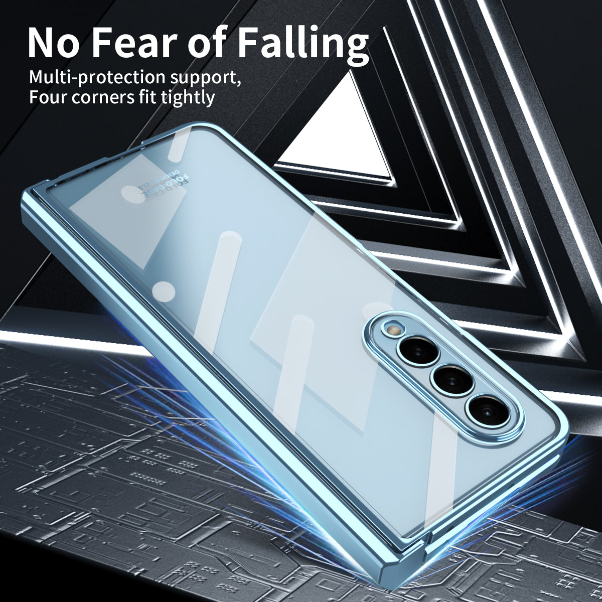 For Samsung Galaxy Z Fold4 5G Electroplating High Transparency Folding Phone Case with Tempered Glass Film