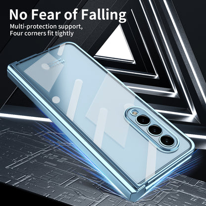 For Samsung Galaxy Z Fold4 5G Electroplating High Transparency Folding Phone Case with Tempered Glass Film