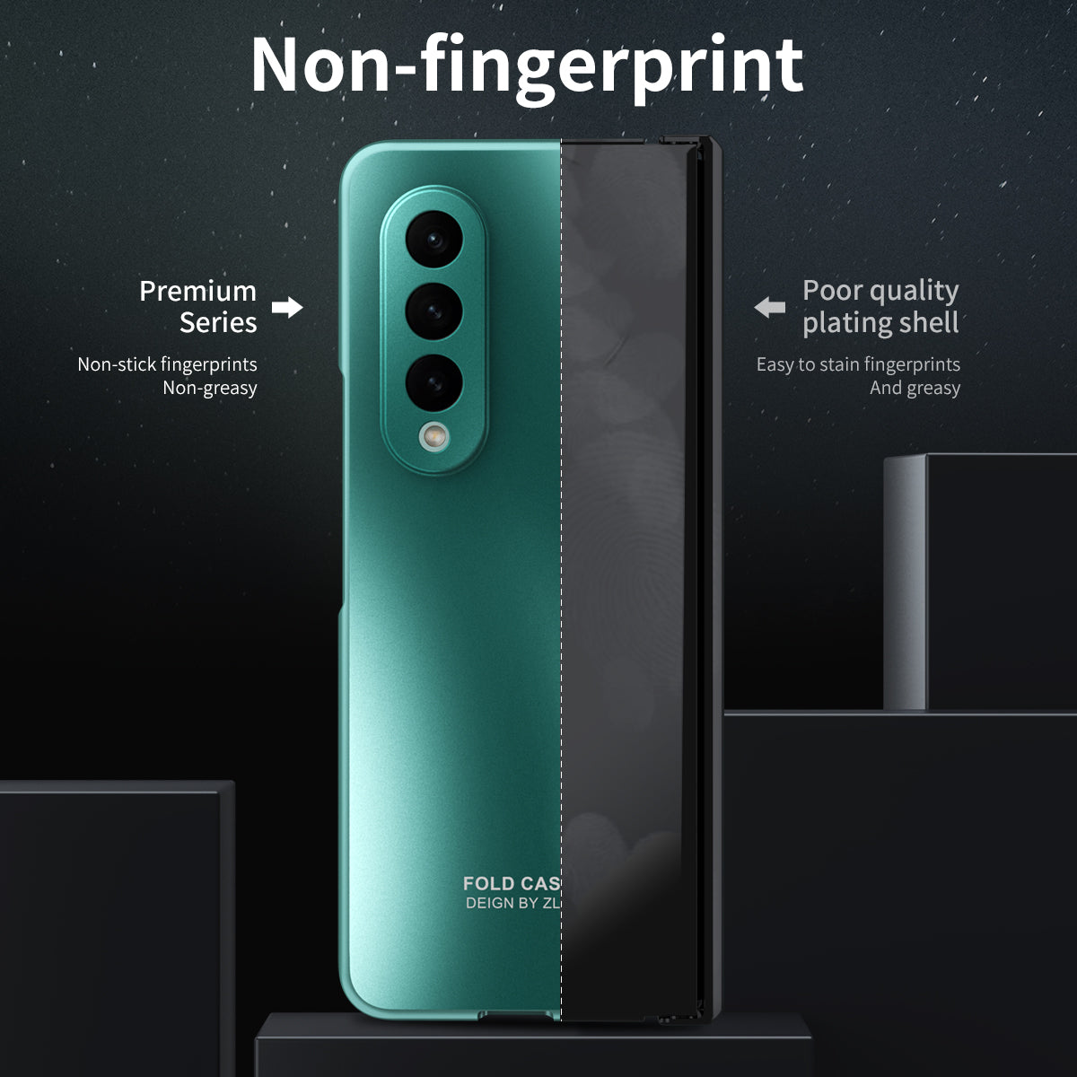 For Samsung Galaxy Z Fold4 5G Hard PC Phone Case Anti-Drop Protective Phone Shell Cover with Screen Film