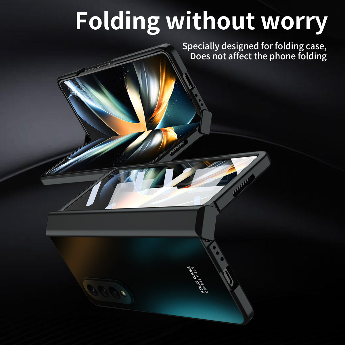 For Samsung Galaxy Z Fold4 5G Hard PC Phone Case Anti-Drop Protective Phone Shell Cover with Screen Film