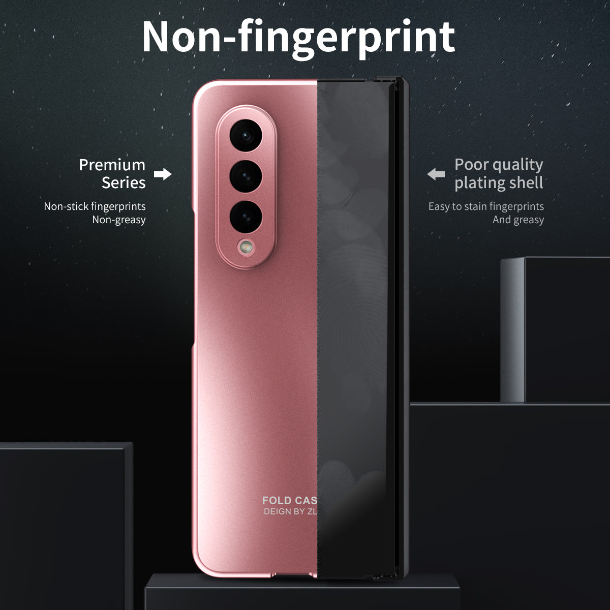 For Samsung Galaxy Z Fold4 5G Hard PC Phone Case Anti-Drop Protective Phone Shell Cover with Screen Film