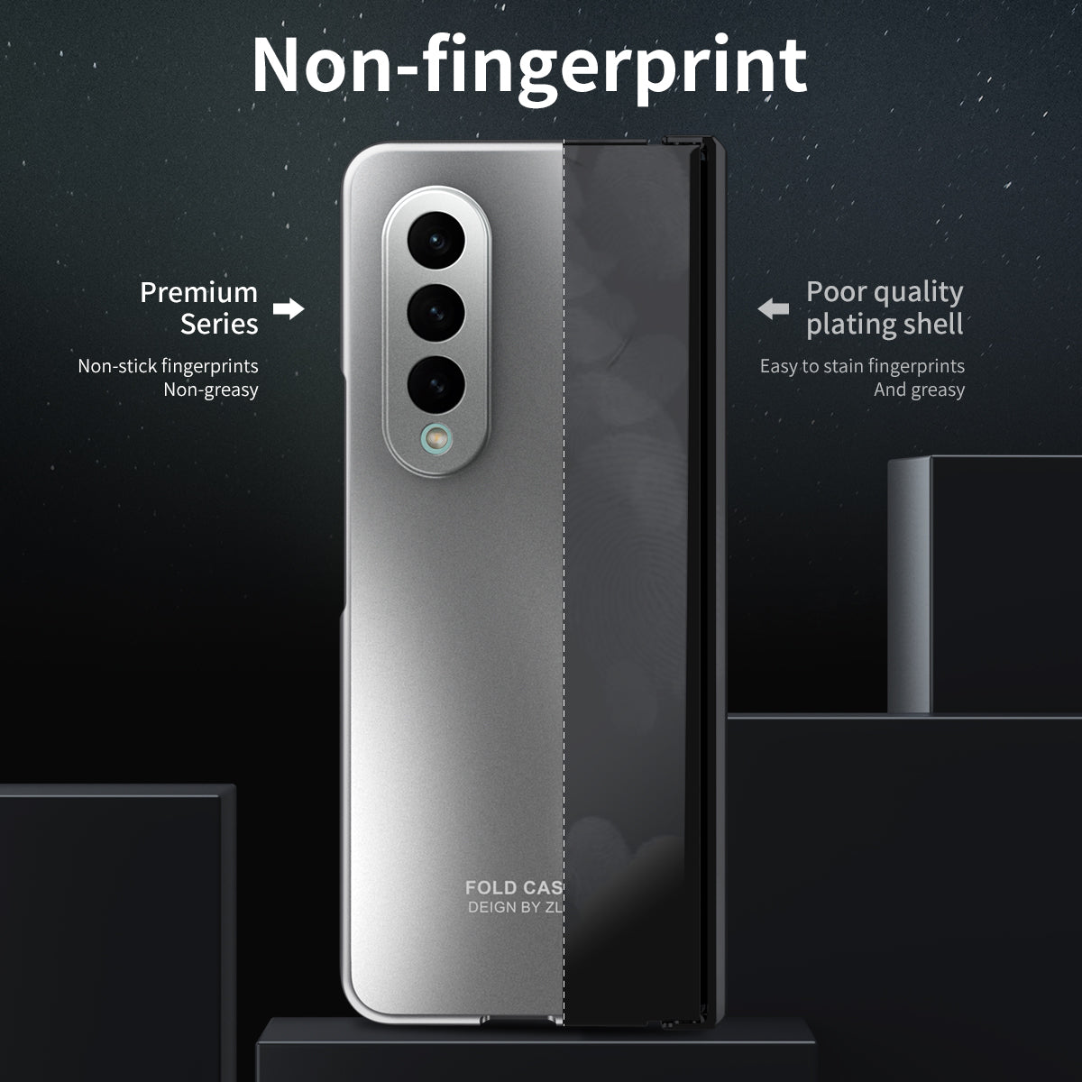 For Samsung Galaxy Z Fold4 5G Hard PC Phone Case Anti-Drop Protective Phone Shell Cover with Screen Film