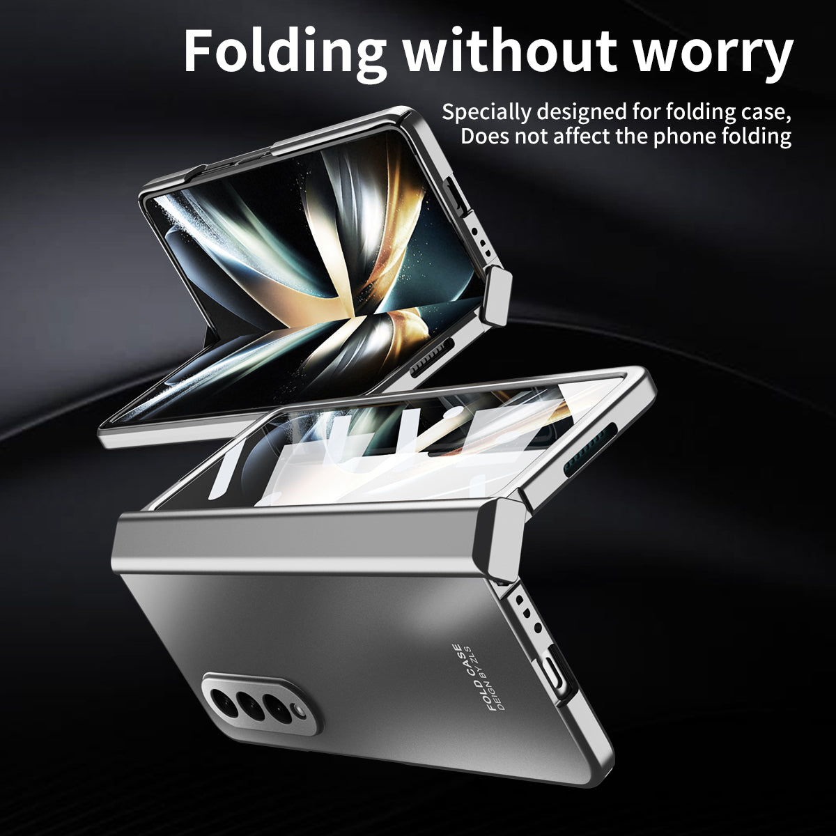 For Samsung Galaxy Z Fold4 5G Hard PC Phone Case Anti-Drop Protective Phone Shell Cover with Screen Film