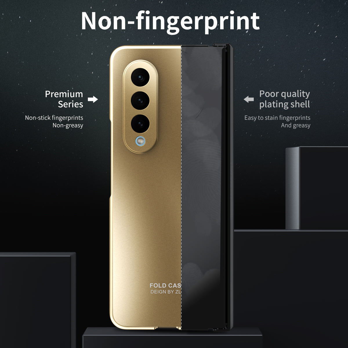 For Samsung Galaxy Z Fold4 5G Hard PC Phone Case Anti-Drop Protective Phone Shell Cover with Screen Film