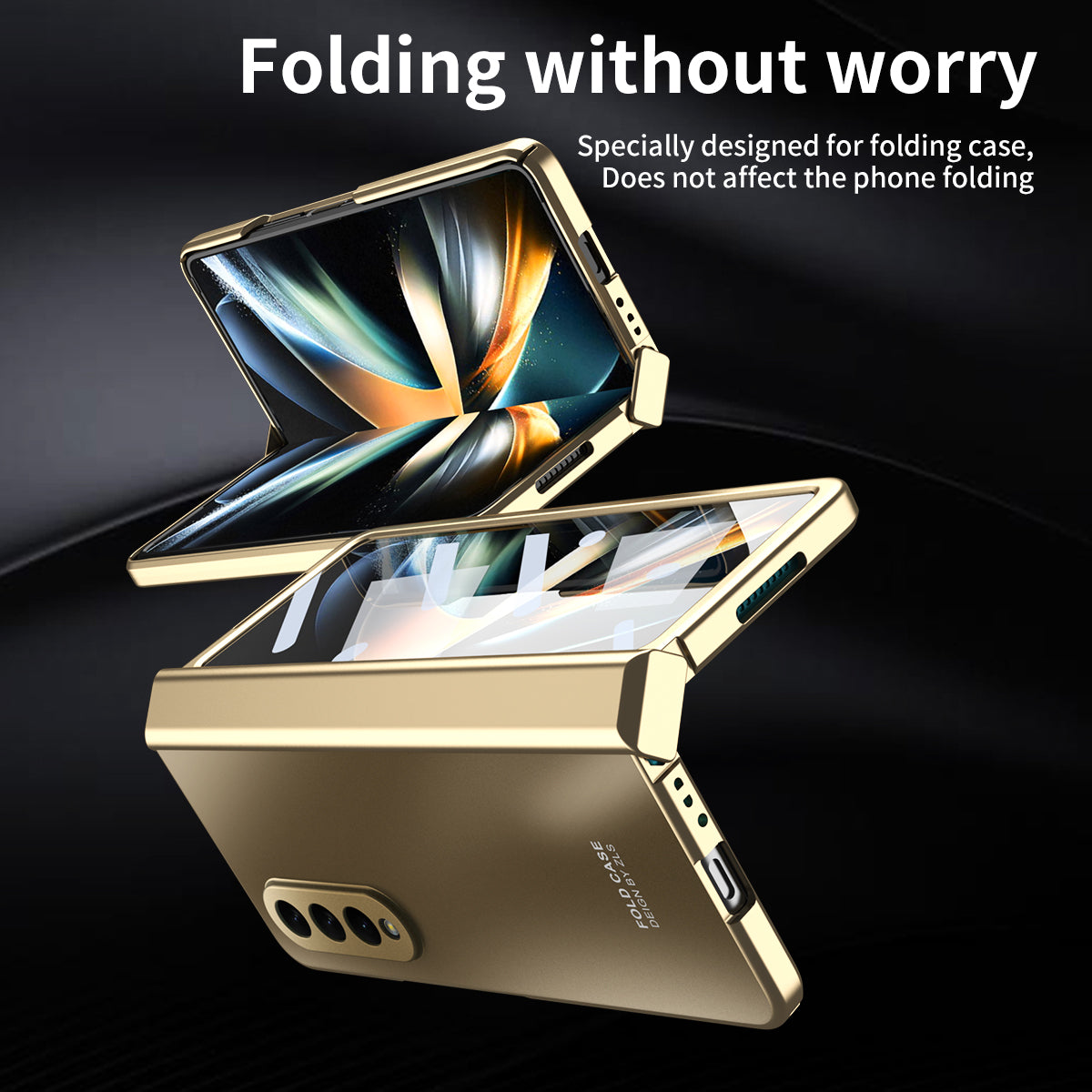 For Samsung Galaxy Z Fold4 5G Hard PC Phone Case Anti-Drop Protective Phone Shell Cover with Screen Film