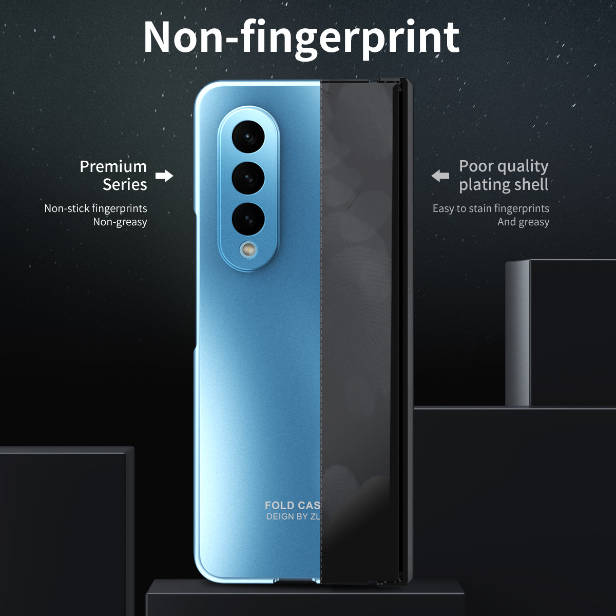 For Samsung Galaxy Z Fold4 5G Hard PC Phone Case Anti-Drop Protective Phone Shell Cover with Screen Film