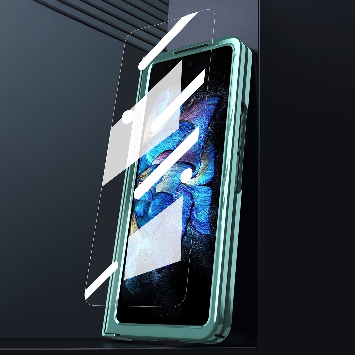 PC Cover for vivo X Fold Mechanical Legend Series Electroplating Folding Phone Case with Tempered Glass Film