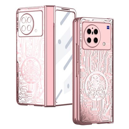 PC Cover for vivo X Fold Mechanical Legend Series Electroplating Folding Phone Case with Tempered Glass Film