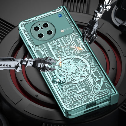 PC Cover for vivo X Fold Mechanical Legend Series Electroplating Folding Phone Case with Tempered Glass Film