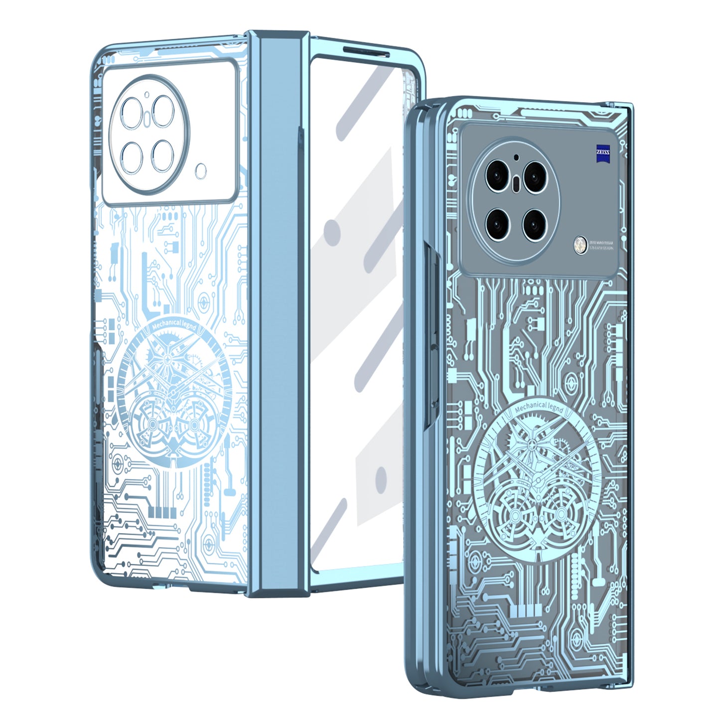 PC Cover for vivo X Fold Mechanical Legend Series Electroplating Folding Phone Case with Tempered Glass Film