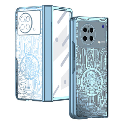 PC Cover for vivo X Fold Mechanical Legend Series Electroplating Folding Phone Case with Tempered Glass Film