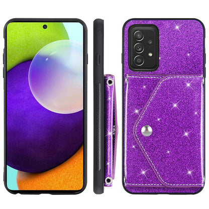 Card Holder Phone Case for Samsung Galaxy A32 5G / M32 5G Triangle Kickstand PU Leather+TPU Smartphone Cover