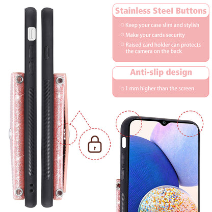 For Samsung Galaxy M14 5G Slim Phone Case Triangle Kickstand Card Holder PU Leather+TPU Phone Cover