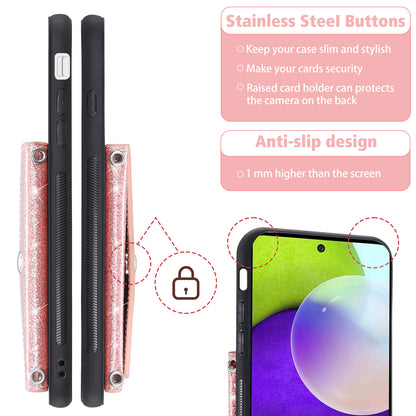 For Samsung Galaxy A13 5G / M13 5G / A04s 4G Card Holder Phone Case Kickstand PU Leather+TPU Mobile Phone Cover