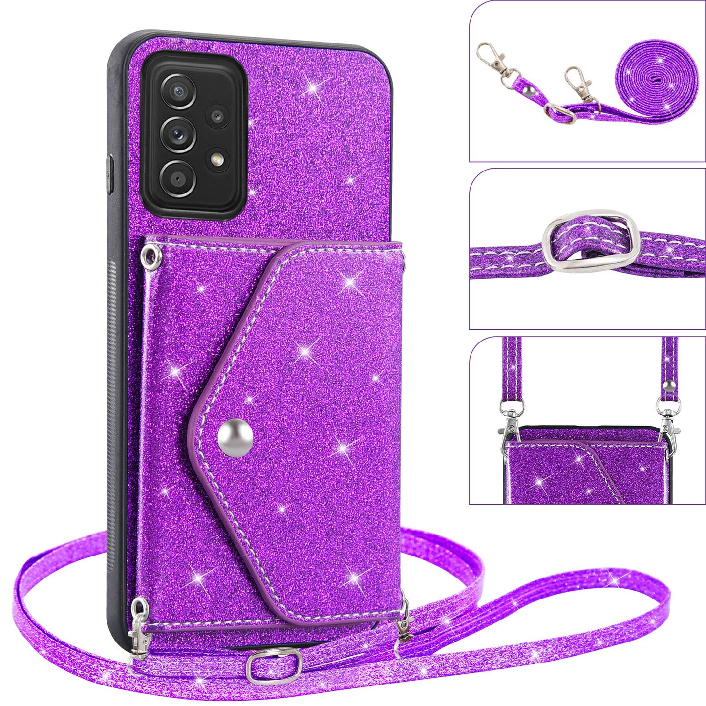 For Samsung Galaxy A13 5G / M13 5G / A04s 4G Card Holder Phone Case Kickstand PU Leather+TPU Mobile Phone Cover