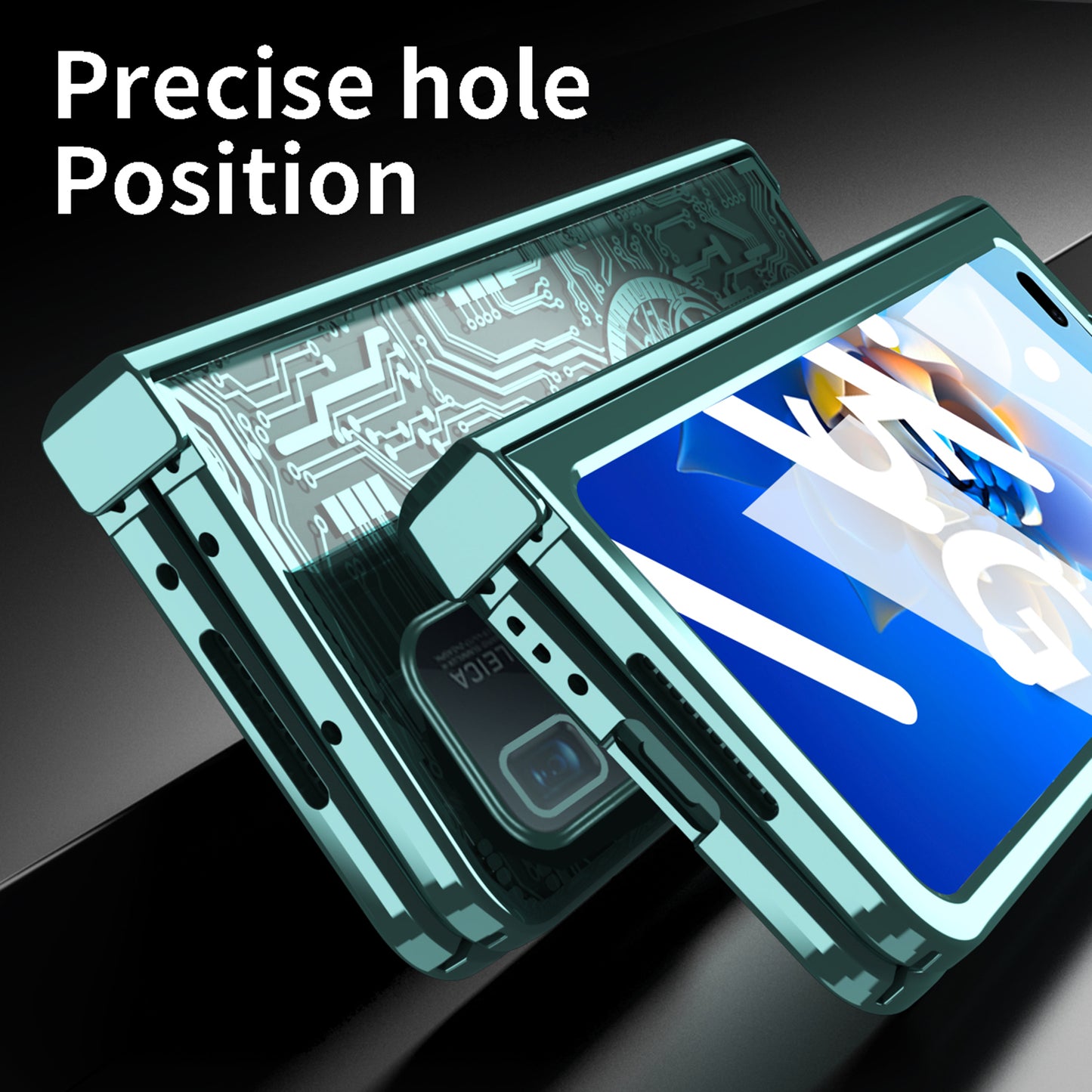 PC Cover for Huawei Mate X2 Mechanical Legend Series Folding Phone Electroplating Case with Tempered Glass Film