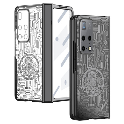 PC Cover for Huawei Mate X2 Mechanical Legend Series Folding Phone Electroplating Case with Tempered Glass Film