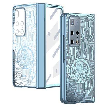 PC Cover for Huawei Mate X2 Mechanical Legend Series Folding Phone Electroplating Case with Tempered Glass Film