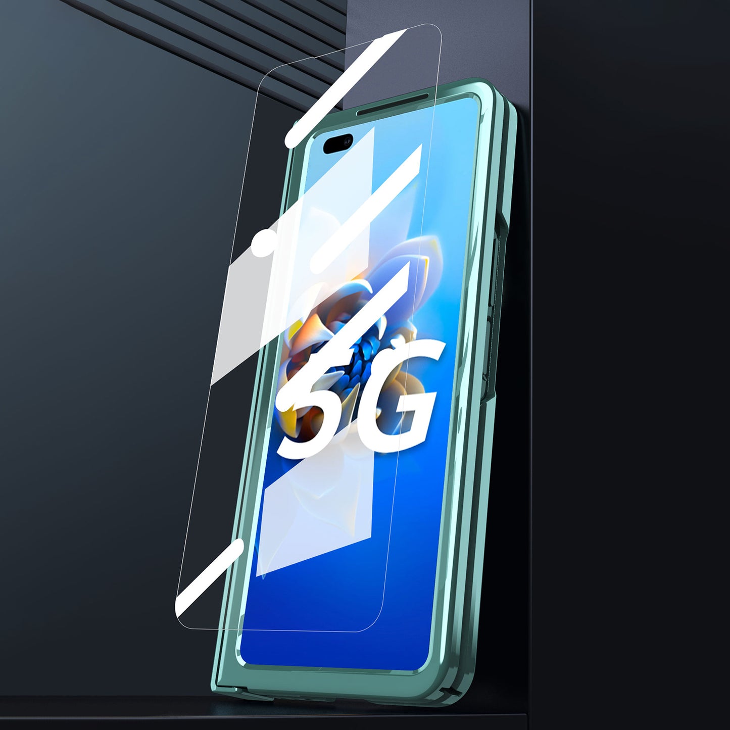 PC Cover for Huawei Mate X2 Mechanical Legend Series Folding Phone Electroplating Case with Tempered Glass Film