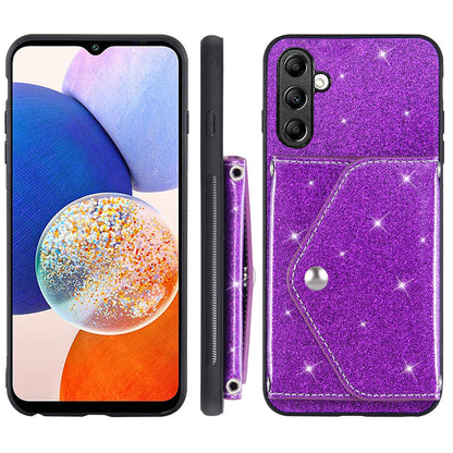 For Samsung Galaxy A54 5G Card Holder Glitter Phone Kickstand Case PU Leather Coated TPU Cover
