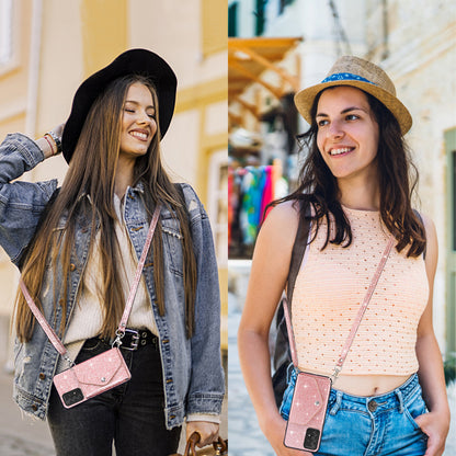 For Samsung Galaxy A53 5G Card Holder Phone Case Kickstand PU Leather Coated TPU Glitter Phone Cover