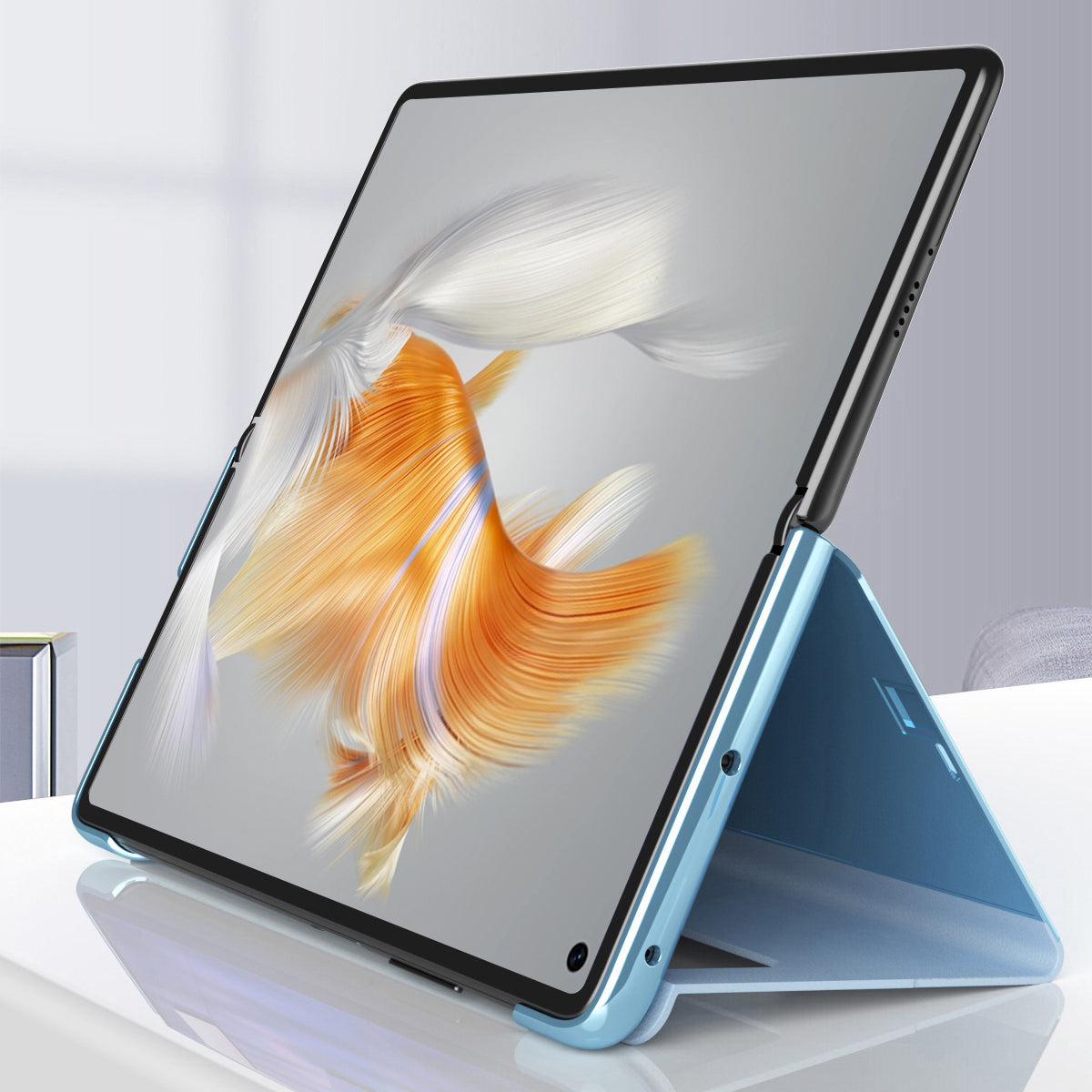 For Huawei Mate X3 5G Electroplating Mirror Surface Phone Case View Window Leather Phone Cover