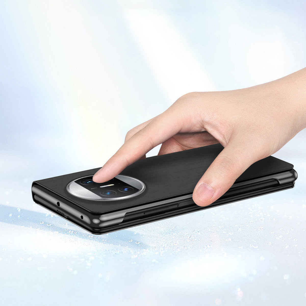 For Huawei Mate X3 5G Electroplating Mirror Surface Phone Case View Window Leather Phone Cover
