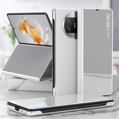 For Huawei Mate X3 5G Electroplating Mirror Surface Phone Case View Window Leather Phone Cover