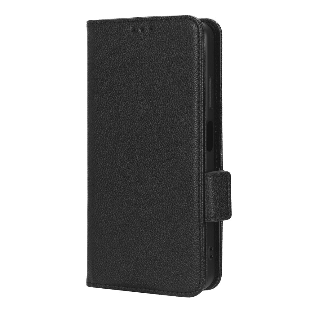 For Blackview A85 Wallet Phone Case PU Leather Litchi Texture Stand Cover with Strap