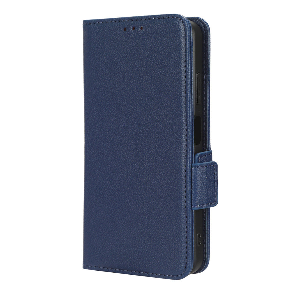 For Blackview A85 Wallet Phone Case PU Leather Litchi Texture Stand Cover with Strap