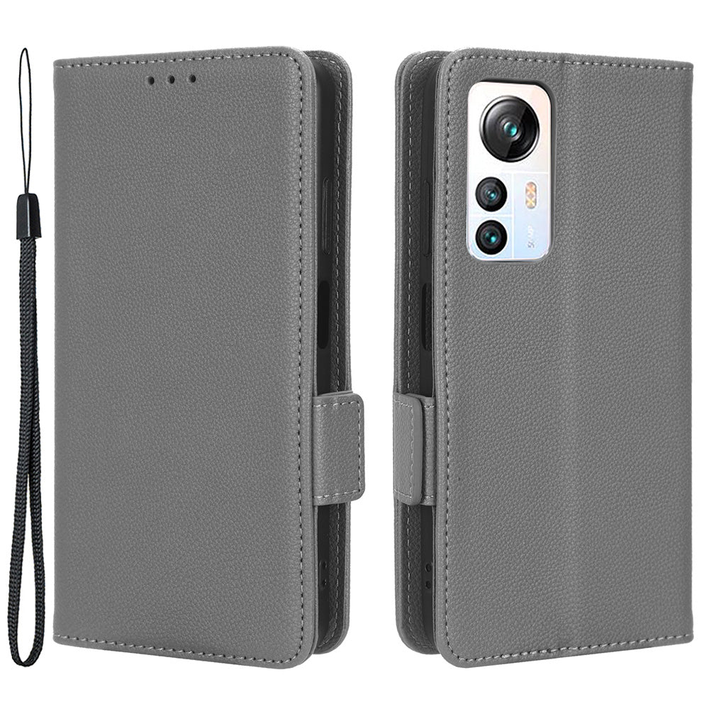 For Blackview A85 Wallet Phone Case PU Leather Litchi Texture Stand Cover with Strap