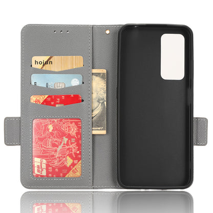 For Blackview A85 Wallet Phone Case PU Leather Litchi Texture Stand Cover with Strap