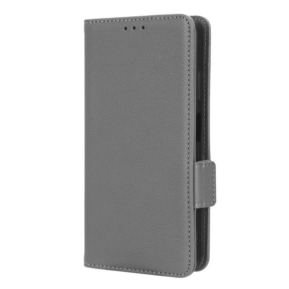 For Blackview A85 Wallet Phone Case PU Leather Litchi Texture Stand Cover with Strap