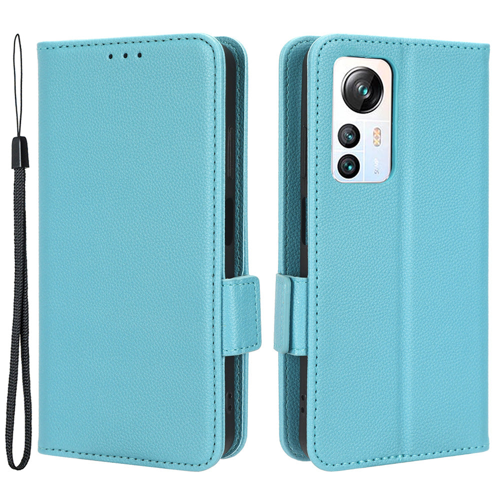 For Blackview A85 Wallet Phone Case PU Leather Litchi Texture Stand Cover with Strap