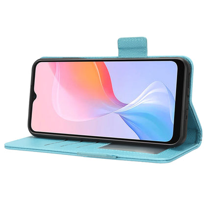 For Blackview A85 Wallet Phone Case PU Leather Litchi Texture Stand Cover with Strap